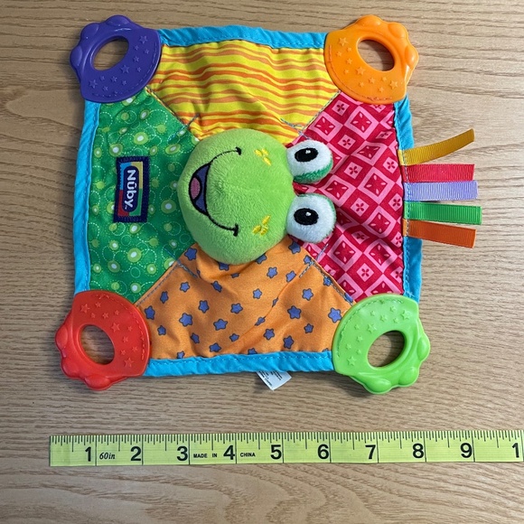 Nuby Teether Frog Blanket Lovey Sensory Plush Baby Toy Security Blanket - Picture 7 of 7